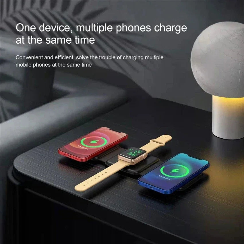 40W 3 in 1 Magnetic Charging Pad – Snap. Charge. Go. Perfect for: iPhone & MagSafe users, busy tech lovers.
“Charging never looked this good.”